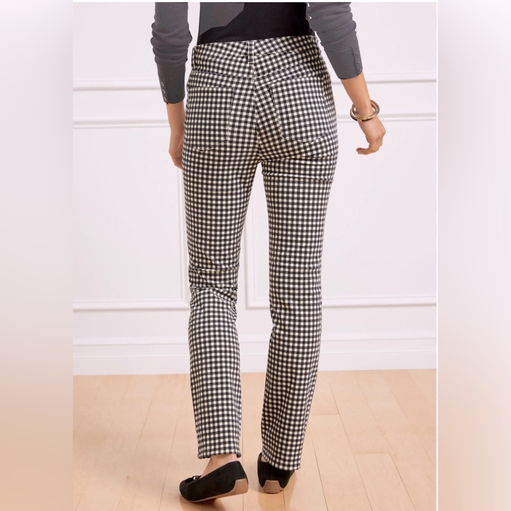 Talbot’s High Rise Black & White Checked Corduroy Straight Leg Pants Sz 6P EUC